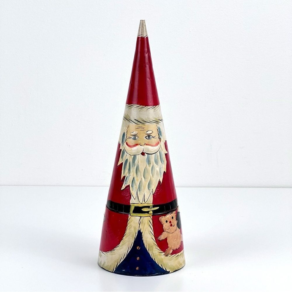 Nesting Santa Claus Christmas Wooden Doll Cone Shape Only One